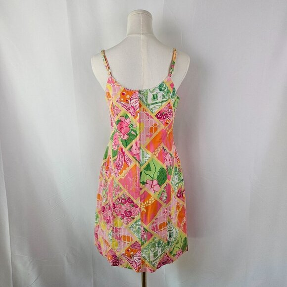 Lilly Pulitzer Diamond Sleeveless Printed Pink Patchwork Sundress Size 6 - Picture 3 of 14